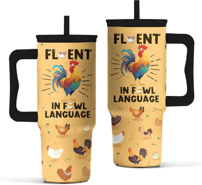 Elephant Tumbler 40oz with Handle and Straw - Funny White Elephant Gifts for Women Men, Office Christmas Gift for Coworkers, Insulated Travel Mug, Cute Elephant Cup
