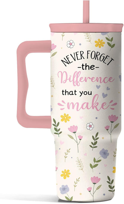 Elephant Tumbler 40oz with Handle and Straw - Funny White Elephant Gifts for Women Men, Office Christmas Gift for Coworkers, Insulated Travel Mug, Cute Elephant Cup