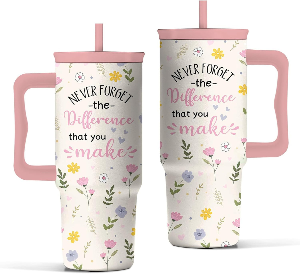 Elephant Tumbler 40oz with Handle and Straw - Funny White Elephant Gifts for Women Men, Office Christmas Gift for Coworkers, Insulated Travel Mug, Cute Elephant Cup