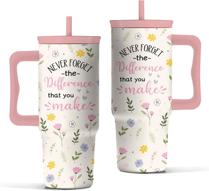 Elephant Tumbler 40oz with Handle and Straw - Funny White Elephant Gifts for Women Men, Office Christmas Gift for Coworkers, Insulated Travel Mug, Cute Elephant Cup