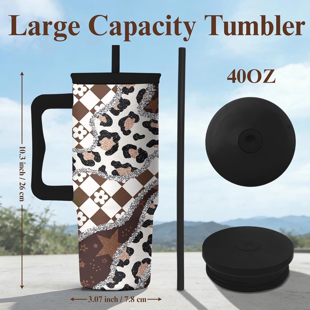 Elephant Tumbler 40oz with Handle and Straw - Funny White Elephant Gifts for Women Men, Office Christmas Gift for Coworkers, Insulated Travel Mug, Cute Elephant Cup