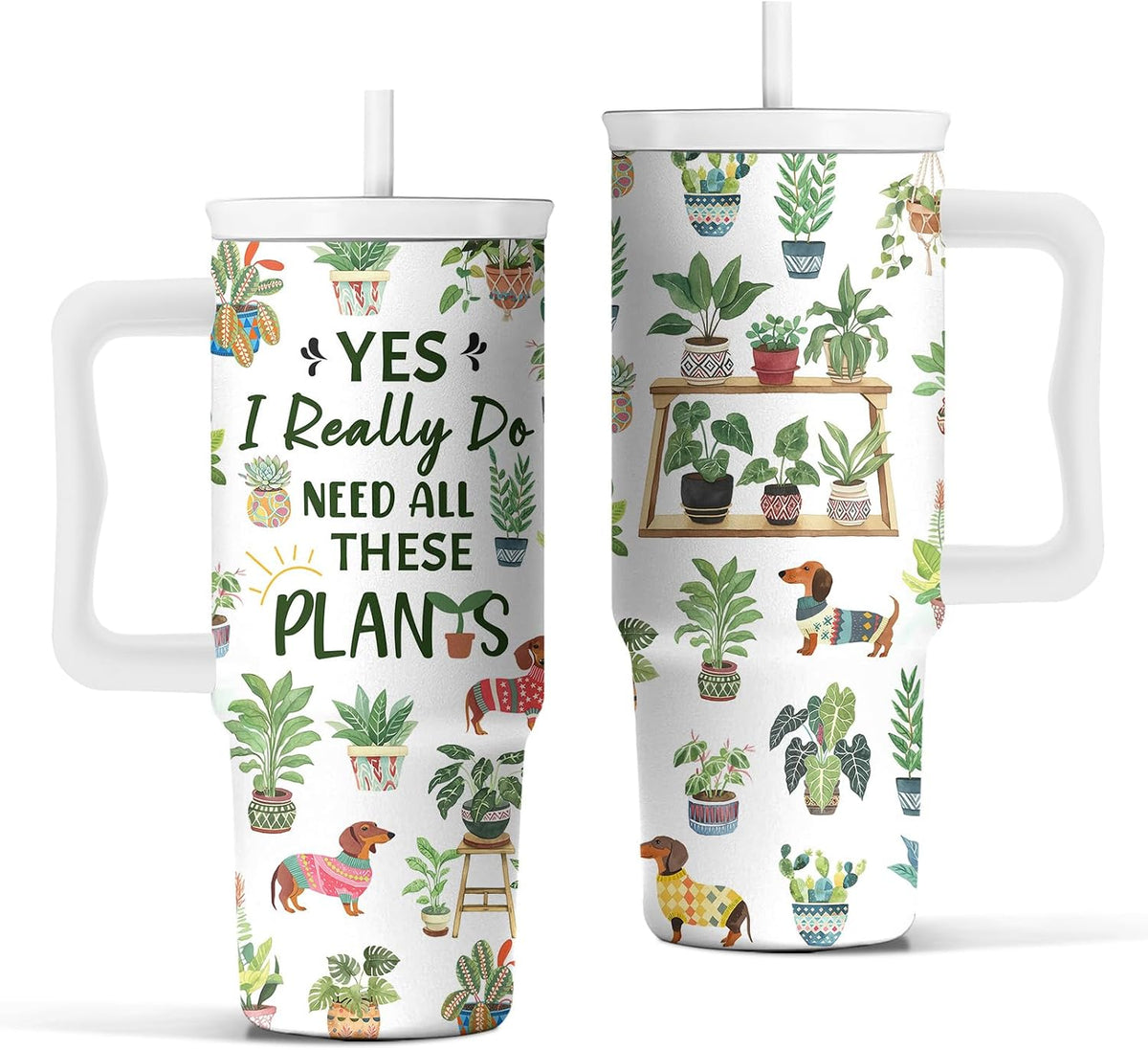 Elephant Tumbler 40oz with Handle and Straw - Funny White Elephant Gifts for Women Men, Office Christmas Gift for Coworkers, Insulated Travel Mug, Cute Elephant Cup
