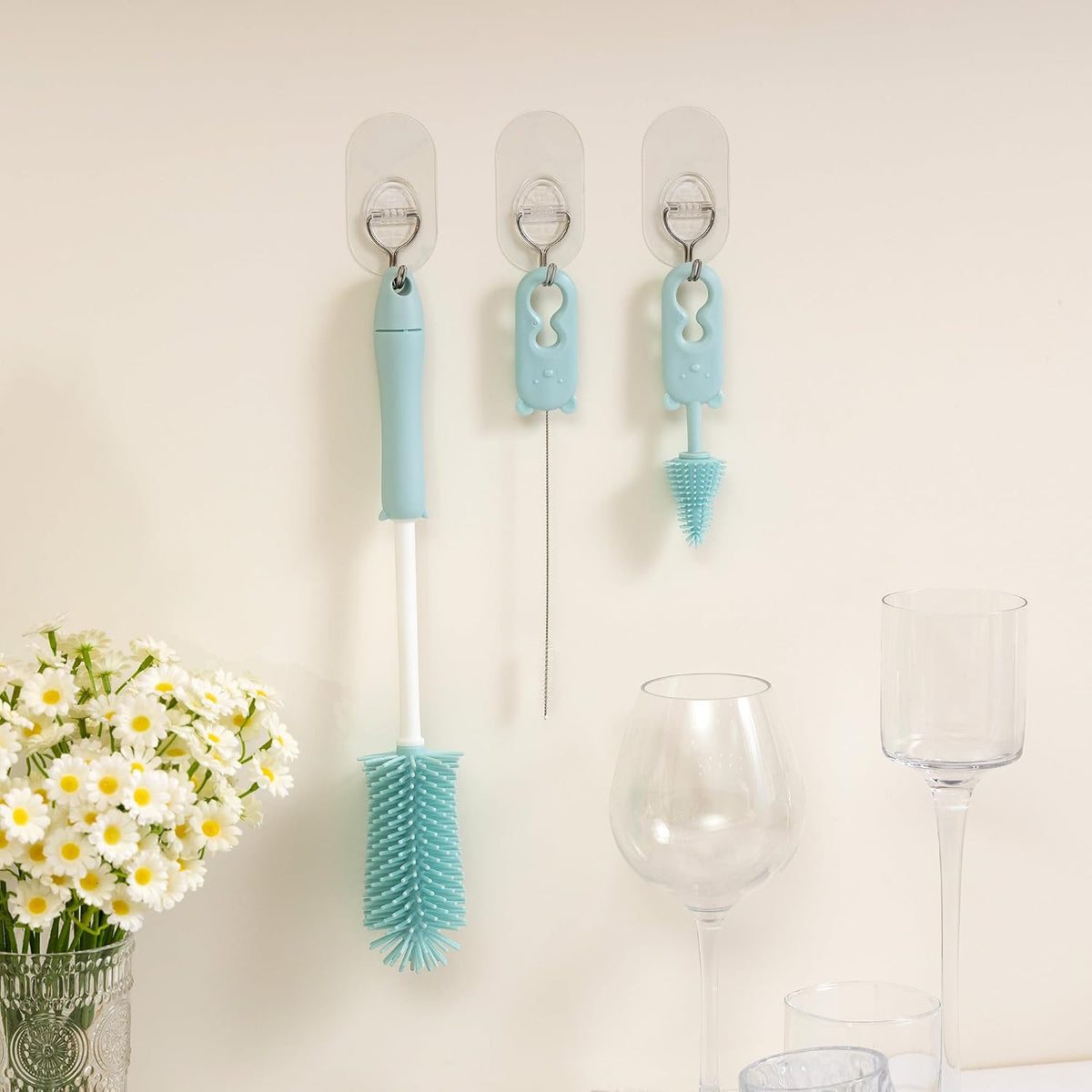 Silicone Bottle Cleaner Brush,13.4in Long Handle Water Cup Bottles Cleaner