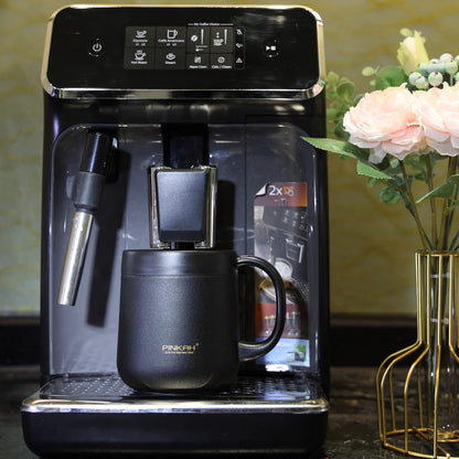 16OZ Stainless Steel Insulated Coffee Mug with Handle and Lid, Double Wall Vacuum Coffee Tumbler Thermal Cup with 2 Lids