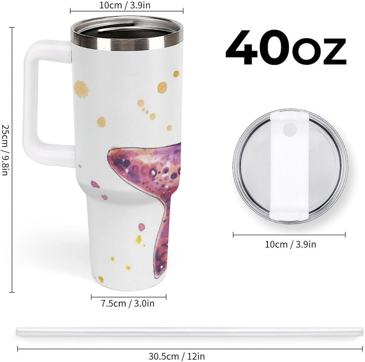 Space Constellation 304 Stainless Steel Double Wall Insulated Tumbler with Leakproof Slide Lid and Straw Large Capacity Travel Mug Black-Space Constellation