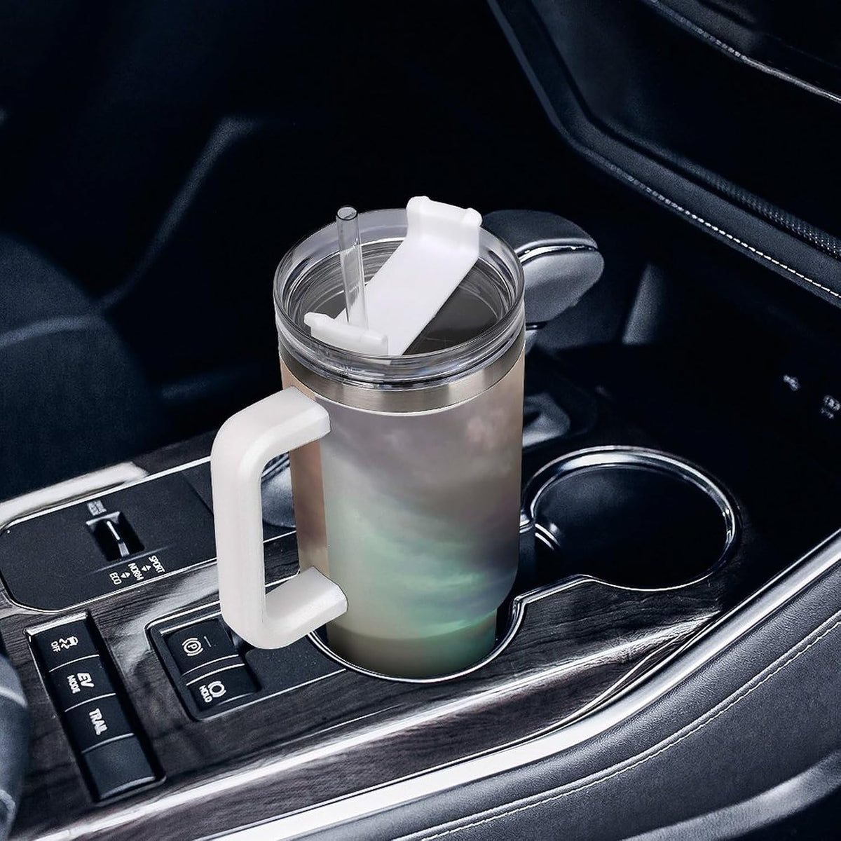 Space Constellation 304 Stainless Steel Double Wall Insulated Tumbler with Leakproof Slide Lid and Straw Large Capacity Travel Mug Black-Space Constellation
