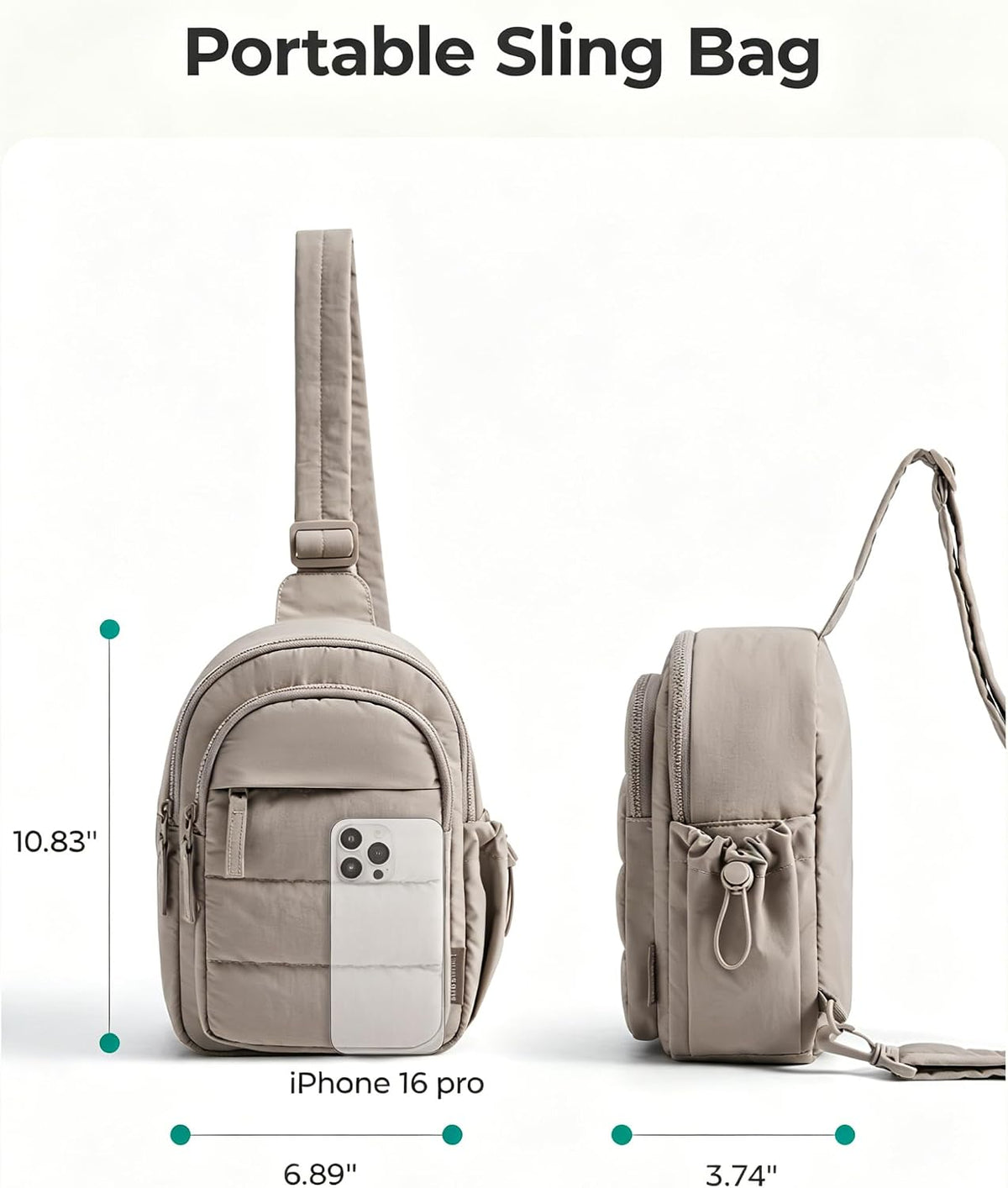 Small Sling Bag for Women, Puffer Crossbody Bag Hobo Handbag