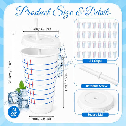 24 Pack Christian Tumblers with Lids and Straws, 24 oz Bible Verse Cups Bulk, Reusable Plastic Cups with Scripture, Religious Gifts Bulk for Church Events, Baptism, Bible Faith Celebrations