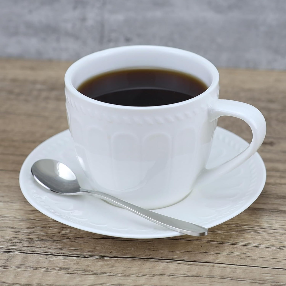 Ceramic Coffee Mug with Saucer and Spoon, Capacity 250ml | For Serving Latte Coffee Tea Milk Cocoa at Home Office Cafe
