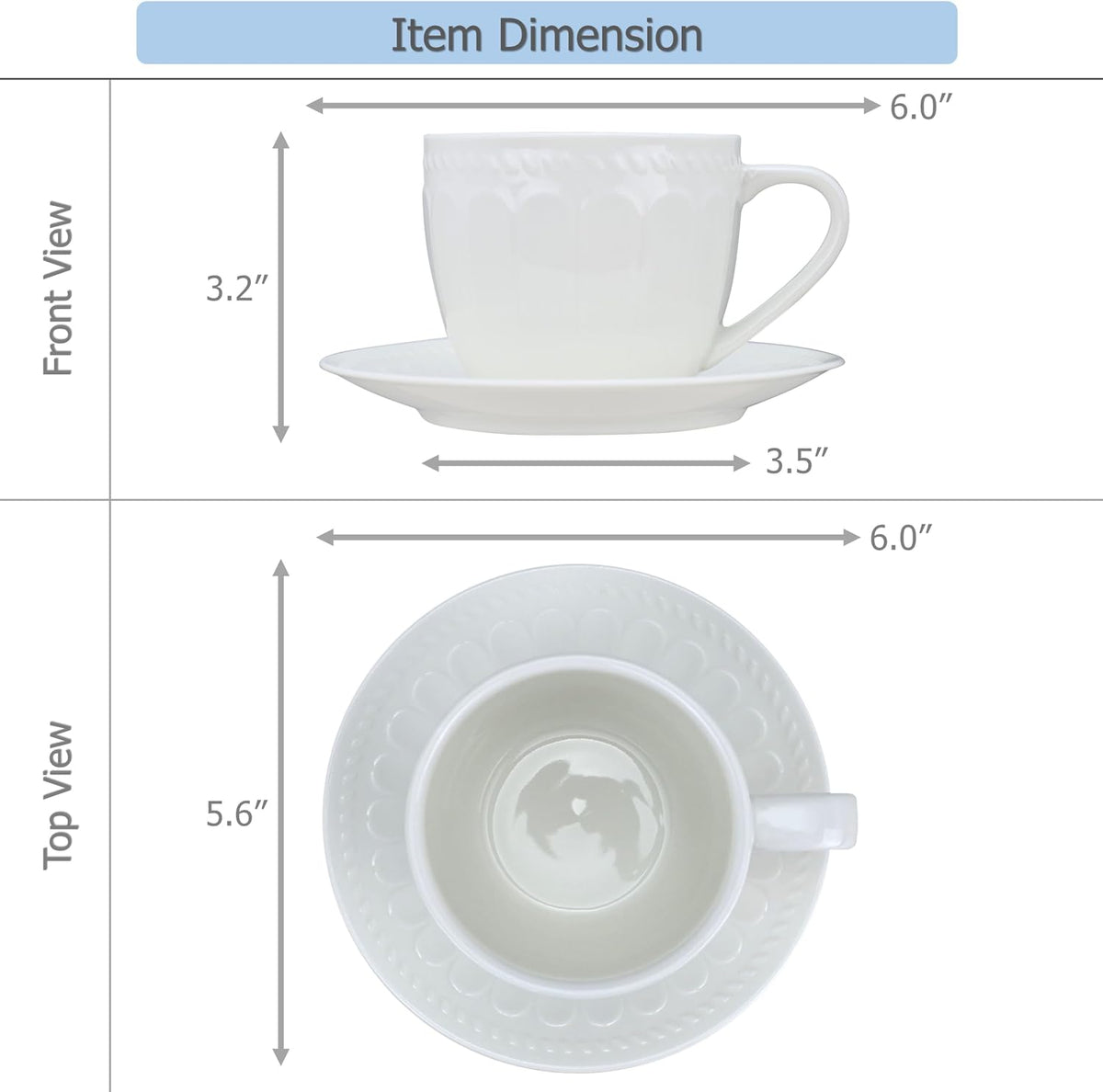 Ceramic Coffee Mug with Saucer and Spoon, Capacity 250ml | For Serving Latte Coffee Tea Milk Cocoa at Home Office Cafe