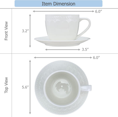 Ceramic Coffee Mug with Saucer and Spoon, Capacity 250ml | For Serving Latte Coffee Tea Milk Cocoa at Home Office Cafe