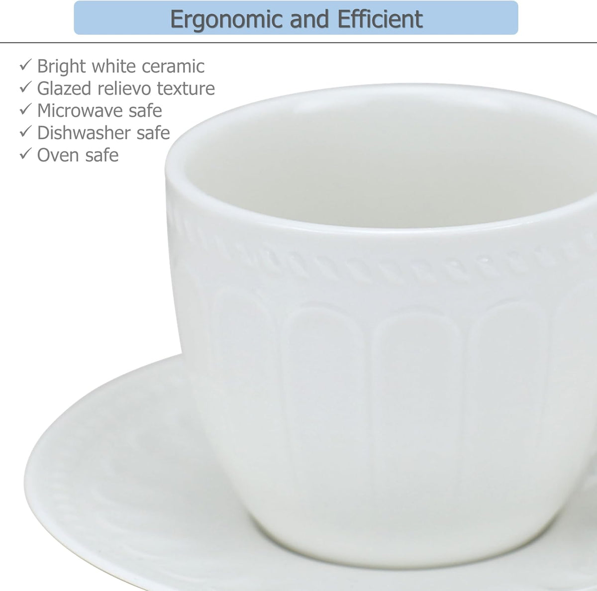 Ceramic Coffee Mug with Saucer and Spoon, Capacity 250ml | For Serving Latte Coffee Tea Milk Cocoa at Home Office Cafe