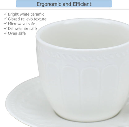 Ceramic Coffee Mug with Saucer and Spoon, Capacity 250ml | For Serving Latte Coffee Tea Milk Cocoa at Home Office Cafe