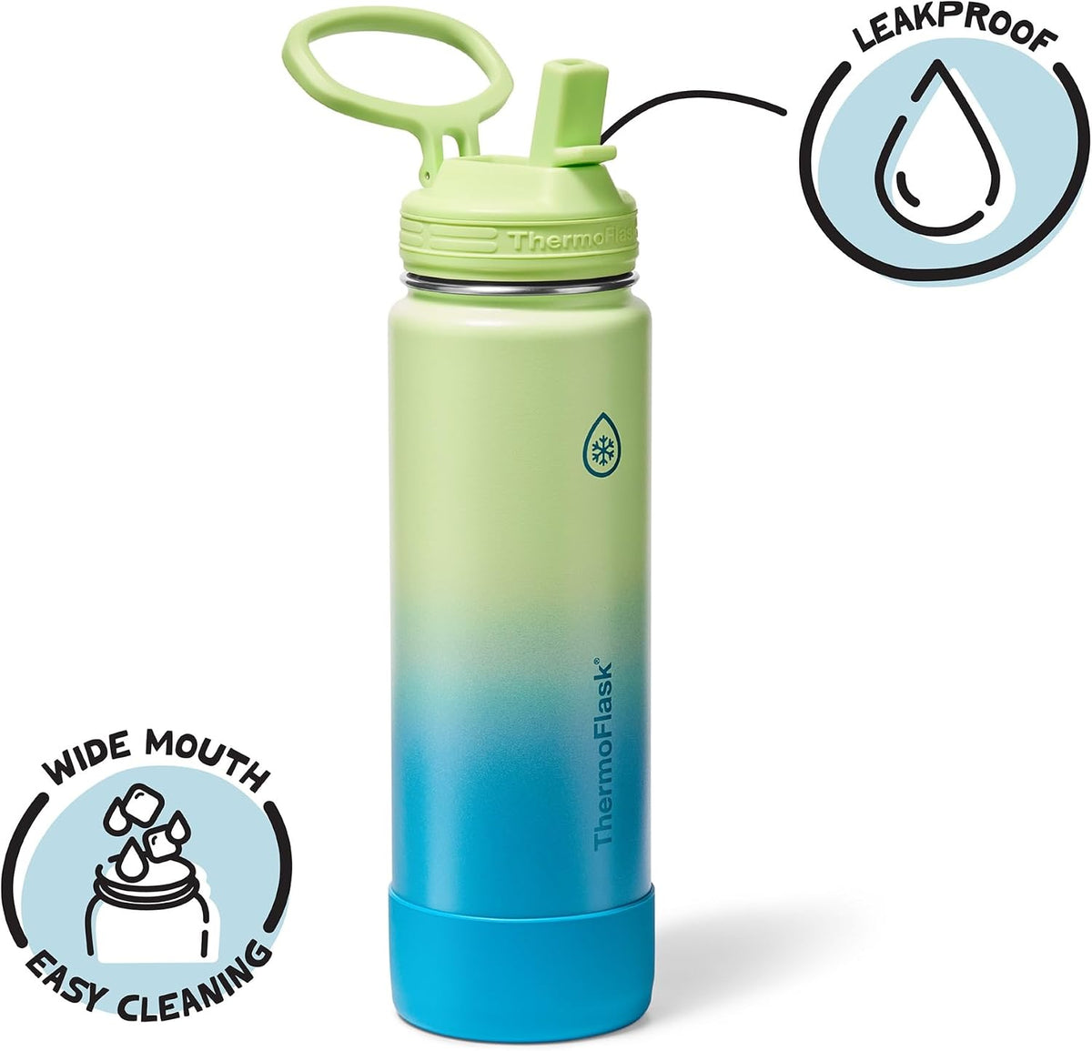 Insulated Water Bottle with Straw Lid (24 oz, Lemonade Stand) - Leakproof, Stainless Steel Water Bottle for Cold & Hot Drinks, Travel & Daily Hydration