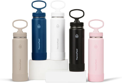 Insulated Water Bottle with Straw Lid (24 oz, Lemonade Stand) - Leakproof, Stainless Steel Water Bottle for Cold & Hot Drinks, Travel & Daily Hydration