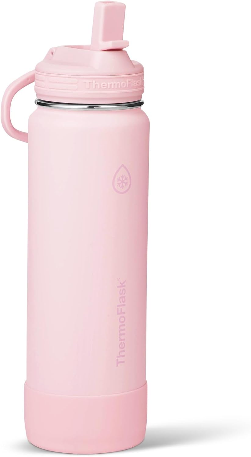 Insulated Water Bottle with Straw Lid (24 oz, Lemonade Stand) - Leakproof, Stainless Steel Water Bottle for Cold & Hot Drinks, Travel & Daily Hydration
