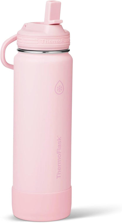 Insulated Water Bottle with Straw Lid (24 oz, Lemonade Stand) - Leakproof, Stainless Steel Water Bottle for Cold & Hot Drinks, Travel & Daily Hydration