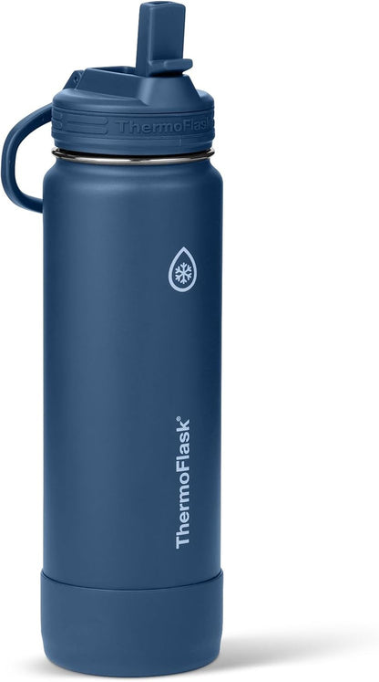 Insulated Water Bottle with Straw Lid (24 oz, Lemonade Stand) - Leakproof, Stainless Steel Water Bottle for Cold & Hot Drinks, Travel & Daily Hydration