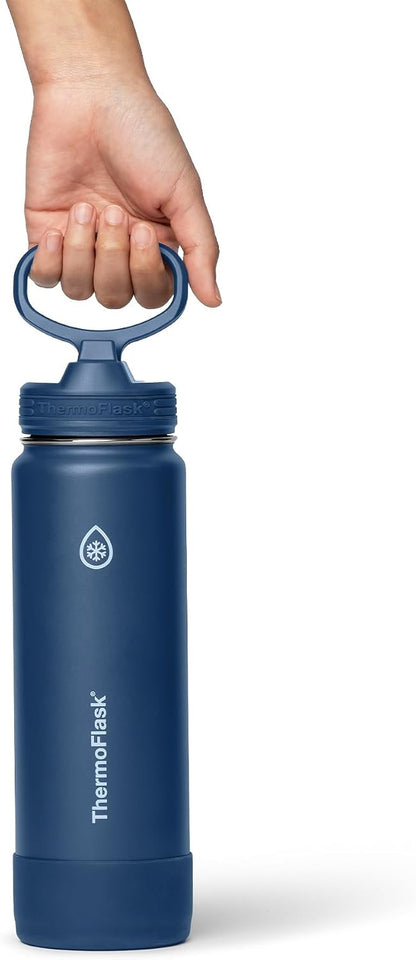 Insulated Water Bottle with Straw Lid (24 oz, Lemonade Stand) - Leakproof, Stainless Steel Water Bottle for Cold & Hot Drinks, Travel & Daily Hydration