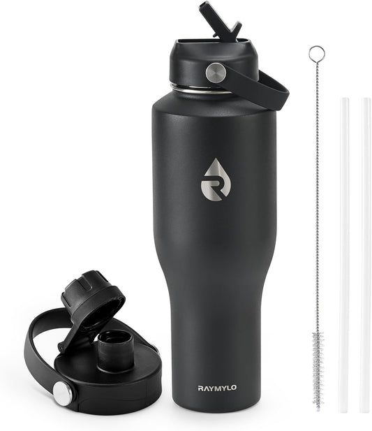 40 oz Insulated Water Bottle with Straw, Fit in Car Cup Holder