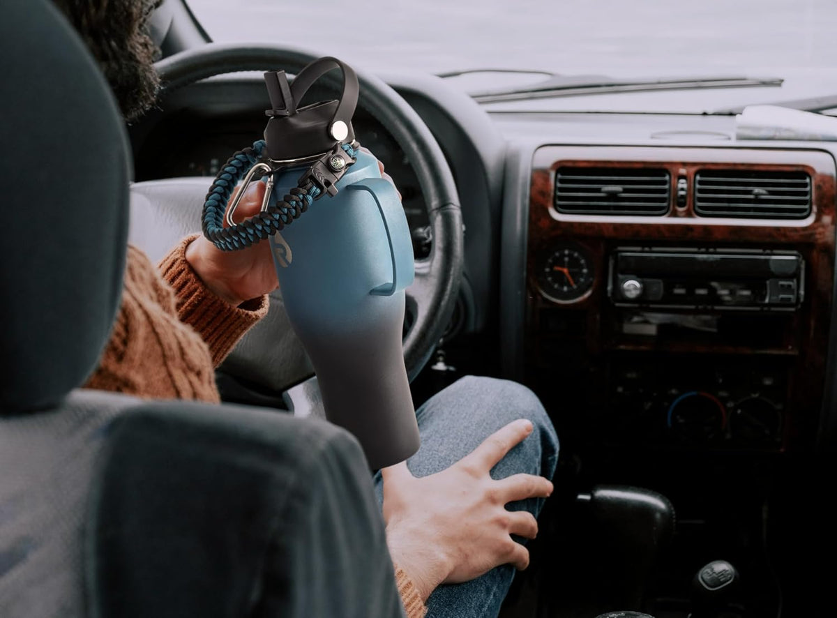 40 oz Insulated Water Bottle with Straw, Fit in Car Cup Holder