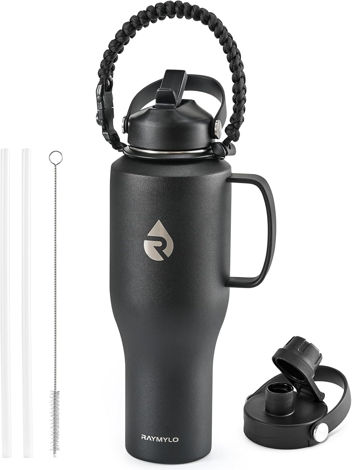 40 oz Insulated Water Bottle with Straw, Fit in Car Cup Holder
