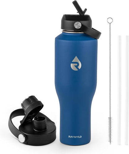40 oz Insulated Water Bottle with Straw, Fit in Car Cup Holder