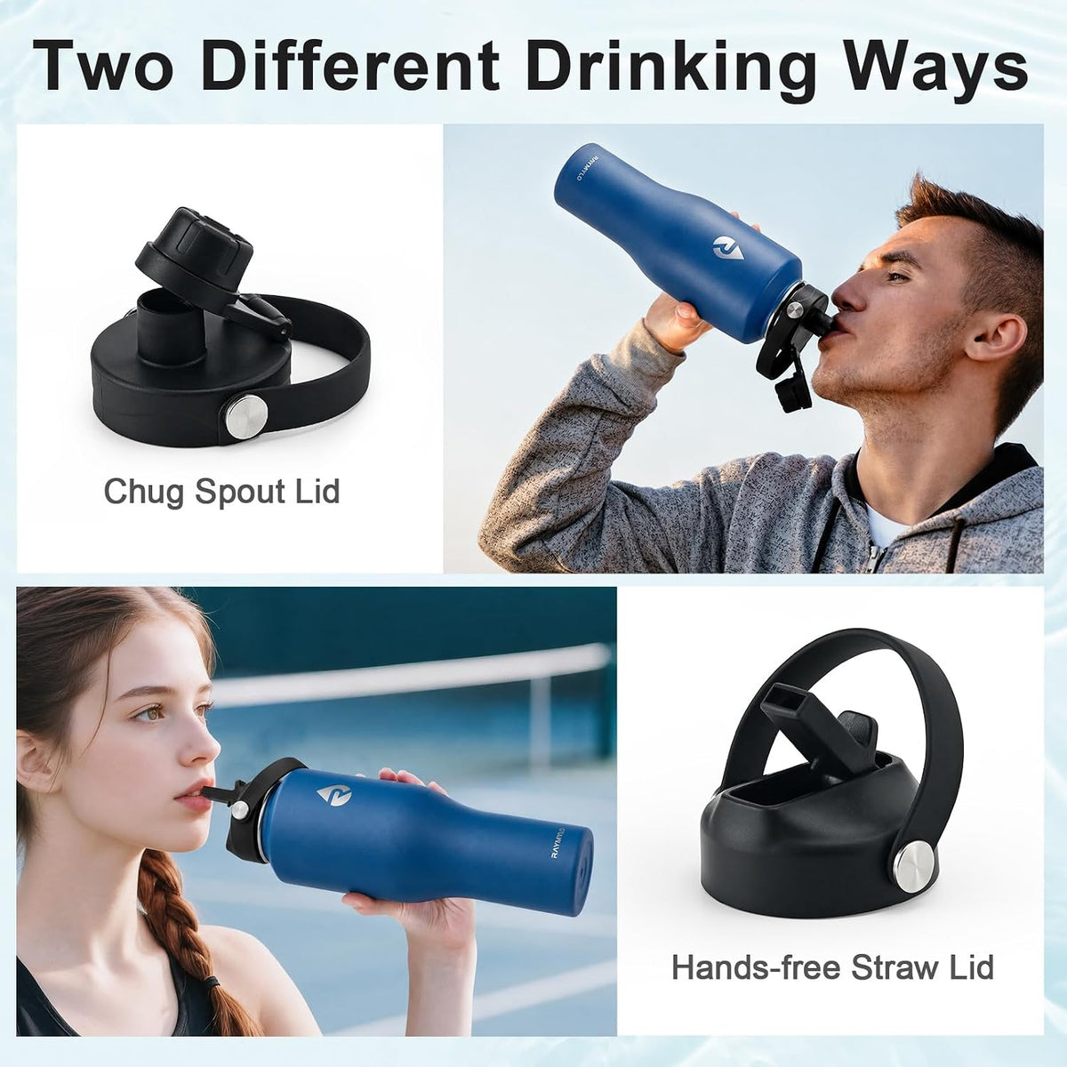 40 oz Insulated Water Bottle with Straw, Fit in Car Cup Holder