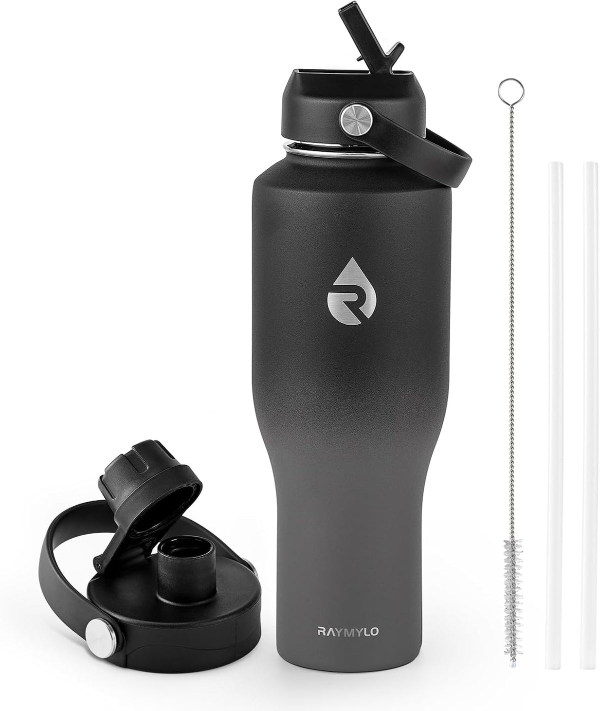 40 oz Insulated Water Bottle with Straw, Fit in Car Cup Holder