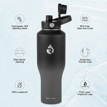 40 oz Insulated Water Bottle with Straw, Fit in Car Cup Holder