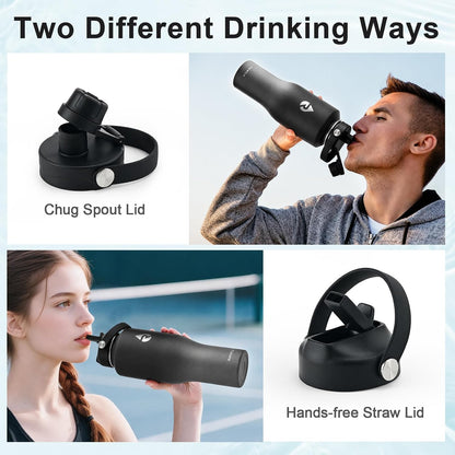 40 oz Insulated Water Bottle with Straw, Fit in Car Cup Holder