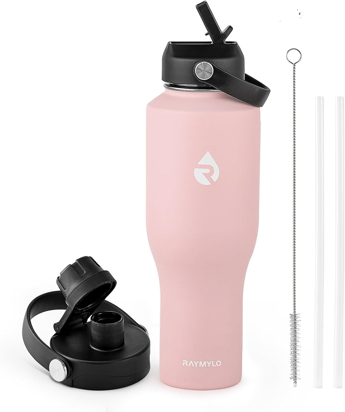 40 oz Insulated Water Bottle with Straw, Fit in Car Cup Holder