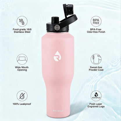 40 oz Insulated Water Bottle with Straw, Fit in Car Cup Holder