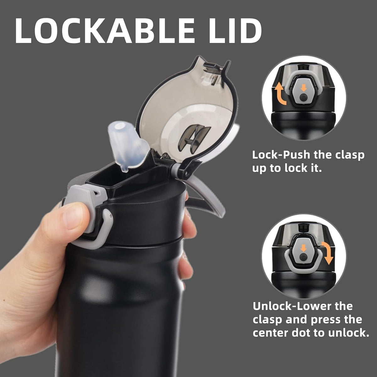 18 oz Insulated Stainless Steel Sports Water Bottle with Straw Lid