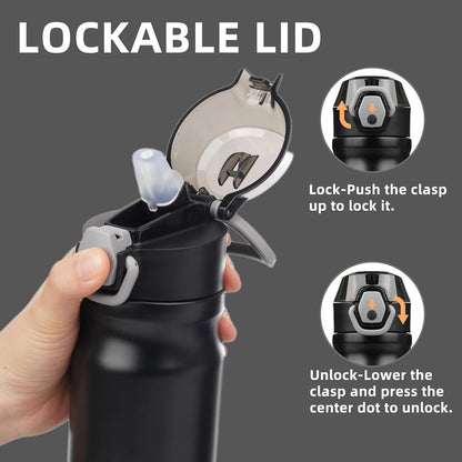 18 oz Insulated Stainless Steel Sports Water Bottle with Straw Lid