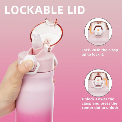 18 oz Insulated Stainless Steel Sports Water Bottle with Straw Lid