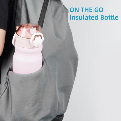 18 oz Insulated Stainless Steel Sports Water Bottle with Straw Lid