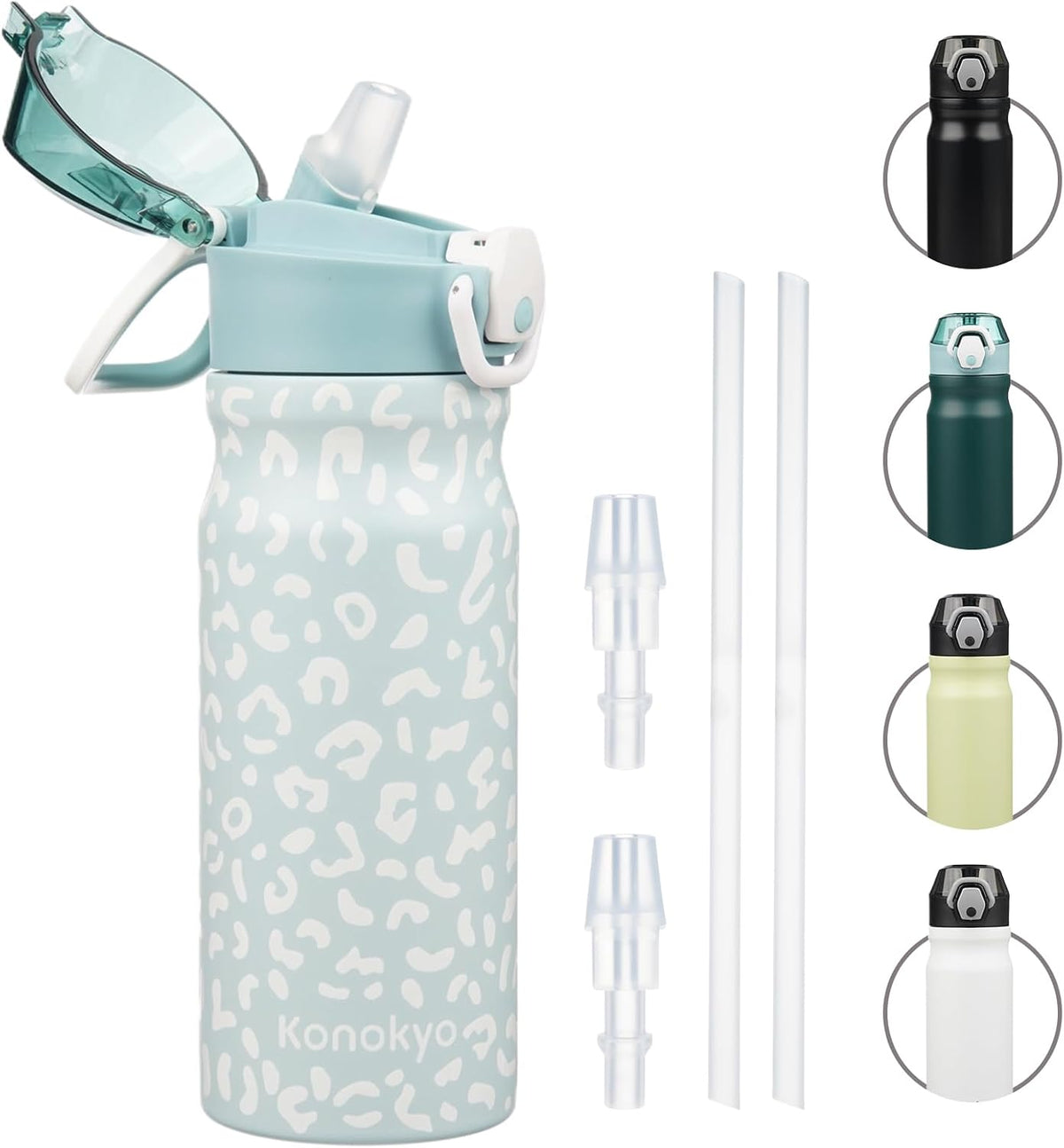 18 oz Insulated Stainless Steel Sports Water Bottle with Straw Lid