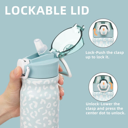 18 oz Insulated Stainless Steel Sports Water Bottle with Straw Lid
