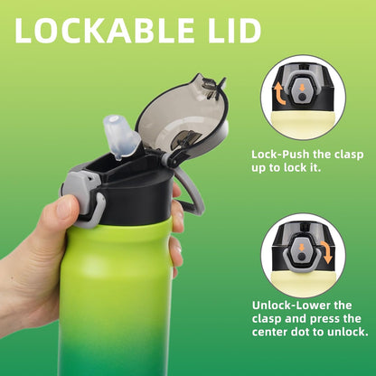 18 oz Insulated Stainless Steel Sports Water Bottle with Straw Lid