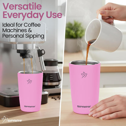 12oz Travel Coffee Mug with Lid | Insulated Stainless Steel Tumbler for Hot & Cold Drinks | Leakproof, Reusable, BPA Free, Dishwasher Safe, Cup Holder Friendly, White Smoke
