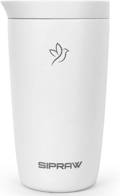 12oz Travel Coffee Mug with Lid | Insulated Stainless Steel Tumbler for Hot & Cold Drinks | Leakproof, Reusable, BPA Free, Dishwasher Safe, Cup Holder Friendly, White Smoke