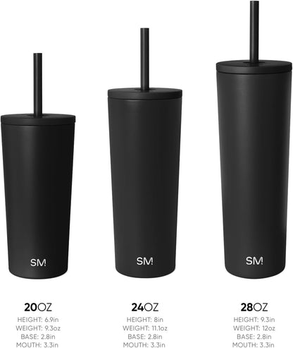 Iced Coffee Tumbler, Insulated | 24oz | Tie Dye | Reusable Stainless Steel Cup, Travel Mug, Water Bottle with Straw | Cupholder Friendly & Spill Resistant, Ocean Tide