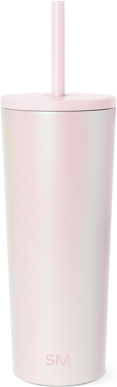 Iced Coffee Tumbler, Insulated | 24oz | Tie Dye | Reusable Stainless Steel Cup, Travel Mug, Water Bottle with Straw | Cupholder Friendly & Spill Resistant, Ocean Tide