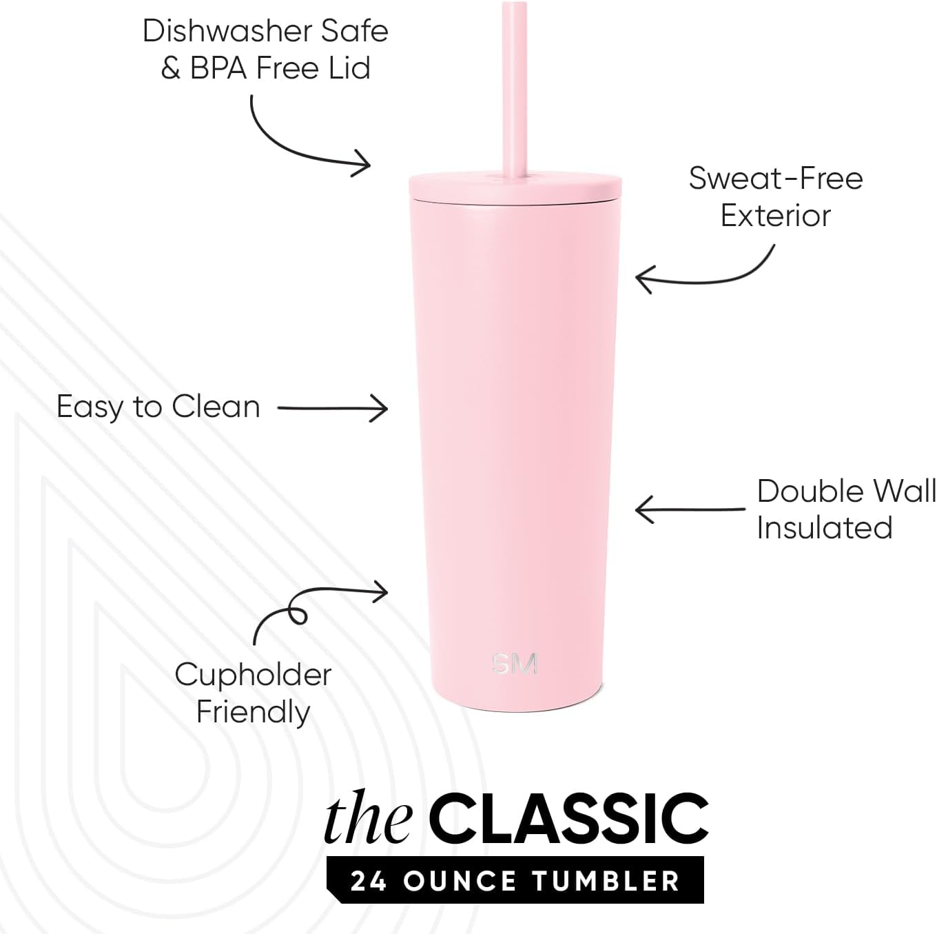 Iced Coffee Tumbler, Insulated | 24oz | Tie Dye | Reusable Stainless Steel Cup, Travel Mug, Water Bottle with Straw | Cupholder Friendly & Spill Resistant, Ocean Tide