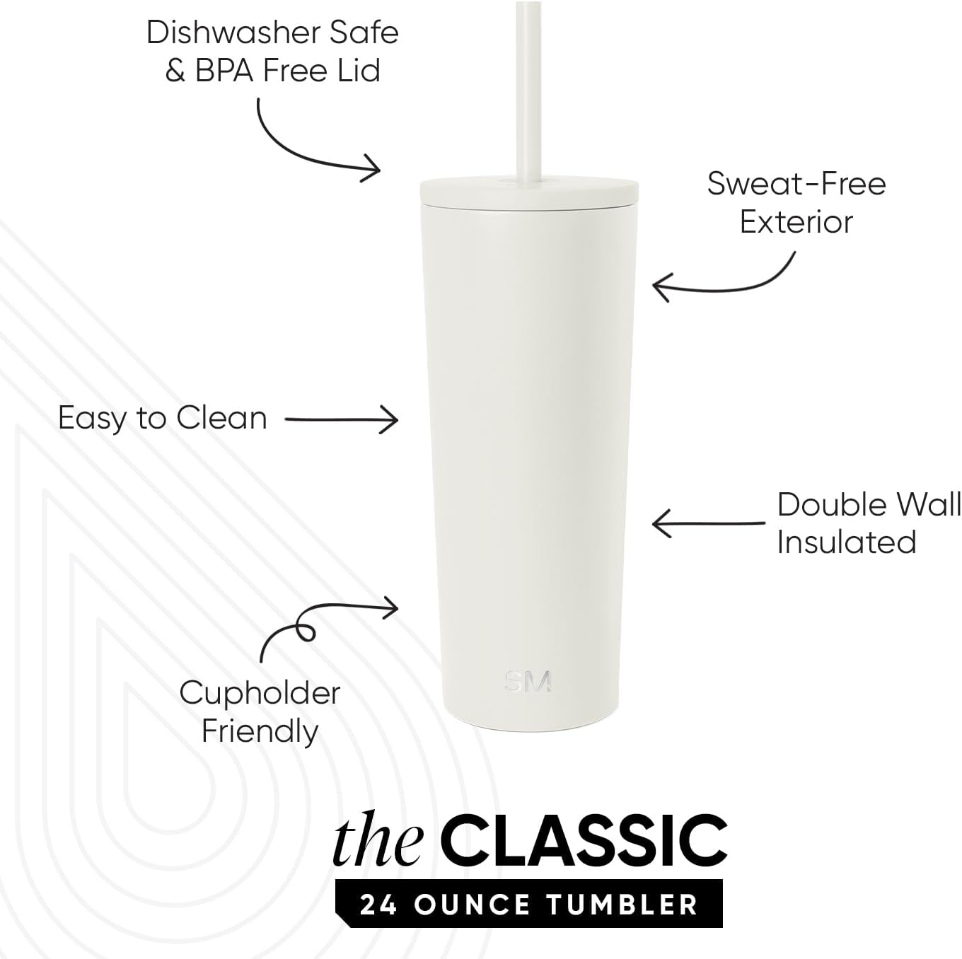 Iced Coffee Tumbler, Insulated | 24oz | Tie Dye | Reusable Stainless Steel Cup, Travel Mug, Water Bottle with Straw | Cupholder Friendly & Spill Resistant, Ocean Tide