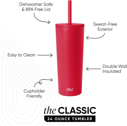 Iced Coffee Tumbler, Insulated | 24oz | Tie Dye | Reusable Stainless Steel Cup, Travel Mug, Water Bottle with Straw | Cupholder Friendly & Spill Resistant, Ocean Tide