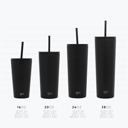 Iced Coffee Tumbler, Insulated | 24oz | Tie Dye | Reusable Stainless Steel Cup, Travel Mug, Water Bottle with Straw | Cupholder Friendly & Spill Resistant, Ocean Tide