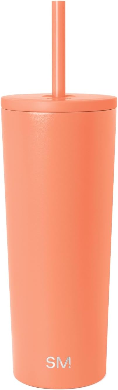 Iced Coffee Tumbler, Insulated | 24oz | Tie Dye | Reusable Stainless Steel Cup, Travel Mug, Water Bottle with Straw | Cupholder Friendly & Spill Resistant, Ocean Tide