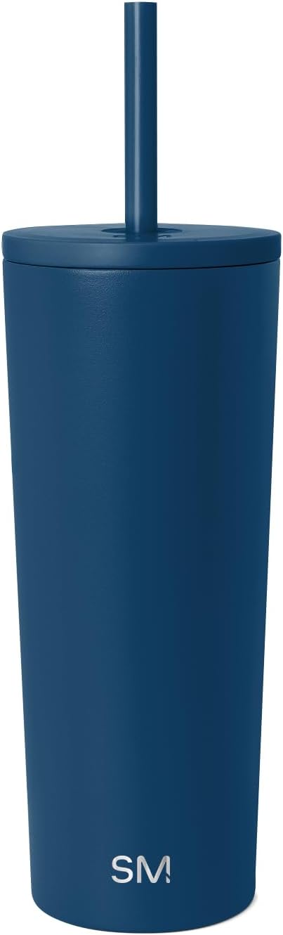 Iced Coffee Tumbler, Insulated | 24oz | Tie Dye | Reusable Stainless Steel Cup, Travel Mug, Water Bottle with Straw | Cupholder Friendly & Spill Resistant, Ocean Tide